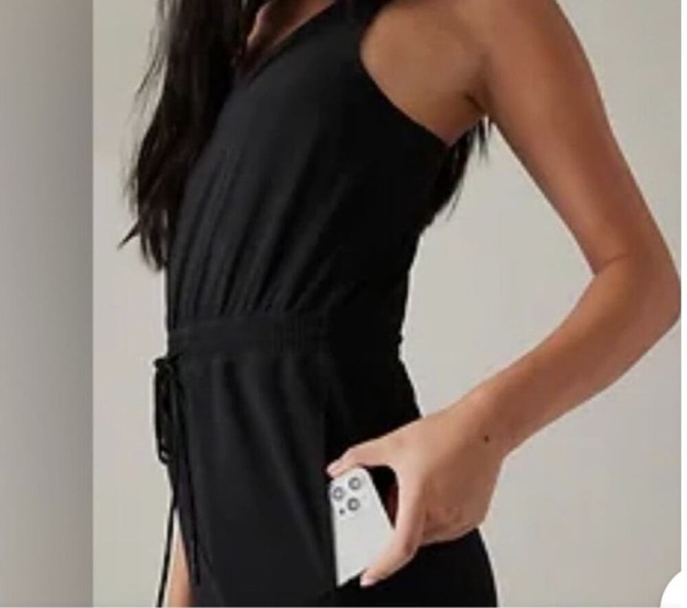 New Athleta Savannah Strap Mini Dress Black Sz Large Athletic Active Fallcore